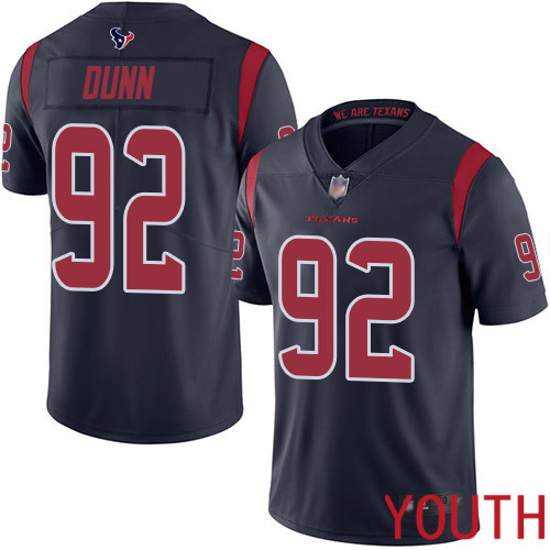 Houston Texans Limited Navy Blue Youth Brandon Dunn Jersey NFL Football #92 Rush Vapor Untouchable->youth nfl jersey->Youth Jersey